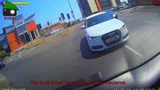 CAR CRASH  Uninsured and no licence standard Audi driver  right [upl. by Carrick26]