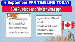 4 September Canada ppr timeline today  Sowp Study and Visitor visas PPR timeline  Canada pprs [upl. by Yasmine34]