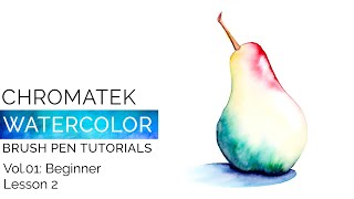 Watercolor Brush Pen Tutorials by Chromatek Beginner Vol01 Lesson 02 [upl. by Eleanor]