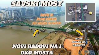 Beograd SAVSKI MOST novi prilaz za radnike i mašinenastavak na stubovima mosta i šinskog dela NOVOO [upl. by Lobel]