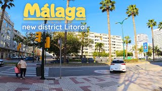 Malaga  new district Litoral 4K Walk tour Spain Costa del Sol [upl. by Pengelly]