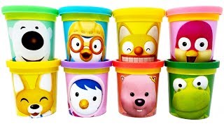 8 Pororo the Little Penguin Characters amp Playdoh Can Heads Toys are inside [upl. by Brucie970]