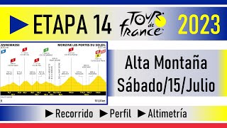 Etapa 14 TOUR de FRANCIA 2023 Recorrido Perfil y Altimetría [upl. by Nadine125]