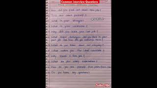 Common interview Questions l interview Questions and answers l interview Questions [upl. by Bork]