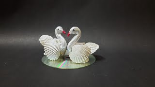 How to make Swan from Sea shell  Show piece from sea shell  Room decor from Sea shell craft ideas [upl. by Werdna243]