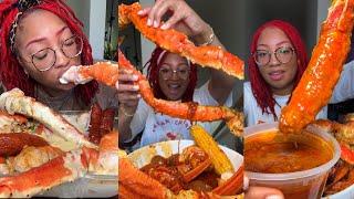 GIANT KING KRAB SEAFOOD BOIL MUKBANG  KING CRAB SEAFOOD BOIL 🦀🦐🥔🥚🌽 [upl. by Sivolc]