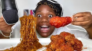 Black Bean Spicy Noodles  Korean Spicy Fried Chicken Mukbang Eating show [upl. by Aitetel624]