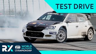 Andreas Mikkelsen RX1e testdrive Electric Rallycross car test [upl. by Nevet]