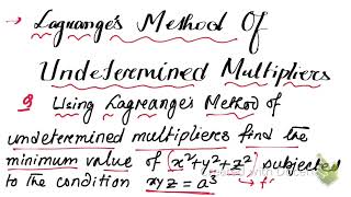 Lagrange’s method of undetermined multipliers [upl. by Dusza]