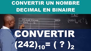 💪 INFORMATIQUE  comment convertir un nombre décimal en binaire [upl. by Nicolai166]