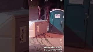 Knocking over porta potty prank 😂 trending prank [upl. by Haik645]