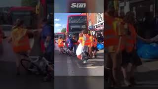 Cyclist shouts at Just Stop Oil protesters as he clears them out the way [upl. by Hatokad332]