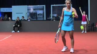 Barbora Zahlavova Strycova service  return game vs Amanmuradova  Porsche Tennis Grand Prix 2012 [upl. by Anuska]