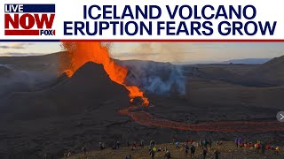 Iceland volcano eruption causes thousands to evacuate eruption imminent  LiveNOW from FOX [upl. by Gillie]