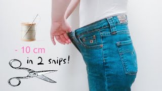 Hand sewing beginners How to downsize jeans in waist  DIY pants waistband alteration tutorial [upl. by Patterman]