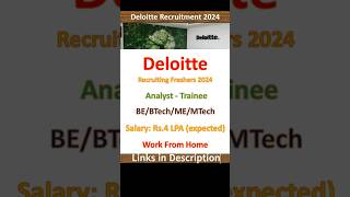 Deloitte Hiring 2024  Analyst Trainee  BE BTech ME MTech  Fresher Jobs  Work From Home [upl. by Aloel946]