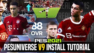 PESUNIVERSE V9 Option File Install Tutorial  20212022 Kits Updated Player Stats Klashman Tactics [upl. by Eiramaliehs425]