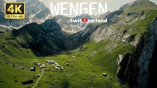 Wengen Switzerland 4k  Most Beautiful Village In Swiss  Tour Switzerland Flycam 4k [upl. by Chet327]