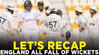 Lets Recap England All Fall Of Wickets  Pakistan vs England  1st Test Day 4 2024  PCB  M3G1K [upl. by Aihsinyt]