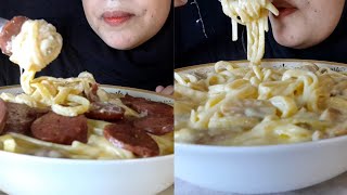 ASMR  CREAMY FETTUCCINE ALFREDO PASTA COMPILATION  EATING SOUNDS [upl. by Hcirdeirf359]