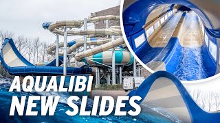 Riding the NEW Water Slides at Aqualibi 2023  Walibi Belgium [upl. by Etnaed218]