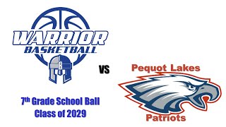 Brainerd Warriors vs Pequot Lakes Pats 7th Grade Boys BB 12192023 [upl. by Aeniah93]