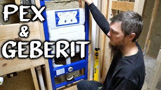 Geberit Wall Toilet Carrier and PEX A  Plumbing Roughin Complete [upl. by Vera]