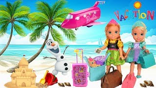 Elsa and Anna Toddlers Pack their Bags Holiday Time Vacation At Beach Snow amp Camping Elsia and Annia [upl. by Anasor]