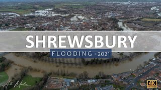 Shrewsbury Town Loop Flooding 2021  4K Drone [upl. by Emyam224]