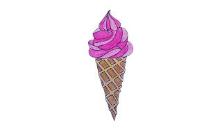 How to draw an ice cream 🍦🍦😋😋🍨🍨🍨😋😋 step by step  Easy drawing for beginners [upl. by Boar725]