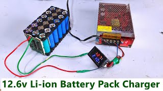 Make a 126v Liion Battery Pack Charger Using a 12v 5A SMPS  POWER GEN [upl. by Ylrehs68]