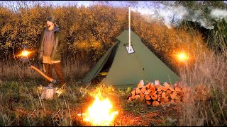 Hot Tent Camping in Winter [upl. by Lama]