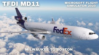 MSFS 2020  TFDI MD11 FedEx  Milwaukee to Boston  Full Flight [upl. by Ainit]