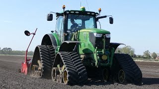 John Deere 6210R w Tracks Power Cultivation The Field for Potato Seeding  Grimme GF 854  DK Agri [upl. by Tarrsus]