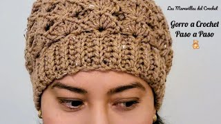 GORRO A CROCHET tejido paso a paso para mujer [upl. by Karlise]