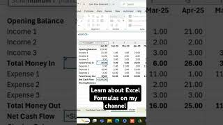 Learn how to do a Cash Flow Summary excel cashmanagement exceltips [upl. by Storer]