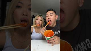 TRYING INSTANT KOREAN FOOD SPICY RICE CAKE NOODLES [upl. by Teryl268]