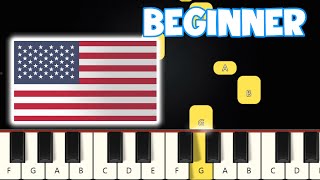 National Anthem Of The USA United States  Beginner Piano Tutorial  Easy Piano [upl. by Atse530]