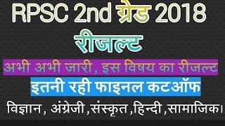 Rpsc 2nd grade result 2018rpsc 2nd grade result latest news today english final result cutoff [upl. by Silvester]