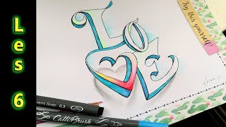 Handletteren Valentijn special Love letters tekenen in 3D [upl. by Alegnaed]