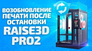 Raise3D Pro2 Возобновление 3D печати после остановки [upl. by Trev633]