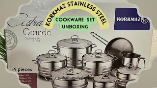 Unboxing Korkmaz astra grand stainless steel cookware Korkmaz stainless steel cookware reviewTamil [upl. by Tychon]