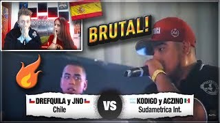 ESPAÑOLES REACCIONAN A Aczino amp Kodigo vs Jno amp Dref Killah  2017 batallas de gallos [upl. by Nomde]