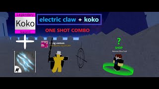 electric claw  koko one shot combo  Blox Fruits [upl. by Nolly503]