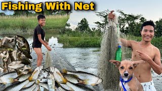 Catching Fish With Bare Hands  Fishing With Net in River  Fishing in Night  Village Fishing [upl. by Kohl]