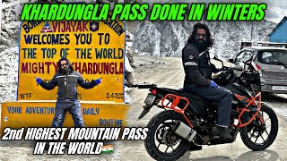 FINALLY MIGHTY KHARDUNGLA PASS IN WINTERS 🇮🇳 LEH SAFARNAMA EP7 [upl. by Sirej]