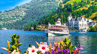 Vitznau the breathtaking village at the foot of Mount Rigi 🇨🇭 Switzerland 4K [upl. by Selry]