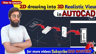 How to convert 2d elevation drawing into 3D Realistic View in AutoCAD [upl. by Candis]