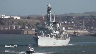 HMS MONMOUTH F235 ENTERS DEVONPORT AT FIRESTONE BAY  13th January 2017 [upl. by Chao]