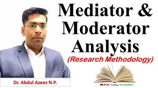 Mediation and Moderation Analysis Mediator amp Moderator Variable NPA Teaching Dr Abdul Azeez NP [upl. by Samala]